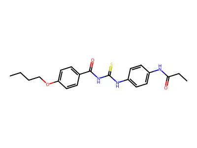 4-butoxy-N-[[4-(propanoylamino)phenyl]carbamothioyl]benzamide structure