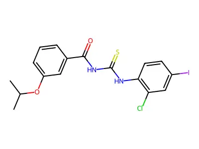 N-[(2-chloro-4-iodophenyl)carbamothioyl]-3-propan-2-yloxybenzamide structure