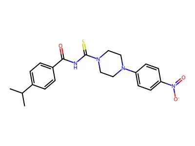 N-[4-(4-nitrophenyl)piperazine-1-carbothioyl]-4-propan-2-ylbenzamide structure