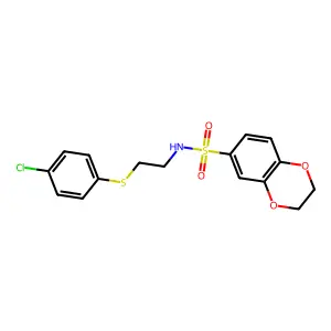 N-[2-(4-chlorophenyl)sulfanylethyl]-2,3-dihydro-1,4-benzodioxine-6-sulfonamide structure