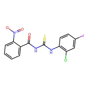 N-[(2-chloro-4-iodophenyl)carbamothioyl]-2-nitrobenzamide structure