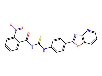 2-nitro-N-[[4-([1,3]oxazolo[4,5-b]pyridin-2-yl)phenyl]carbamothioyl]benzamide structure