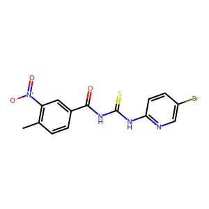 N-[(5-bromopyridin-2-yl)carbamothioyl]-4-methyl-3-nitrobenzamide structure
