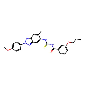 N-[[2-(4-methoxyphenyl)-6-methylbenzotriazol-5-yl]carbamothioyl]-3-propoxybenzamide structure