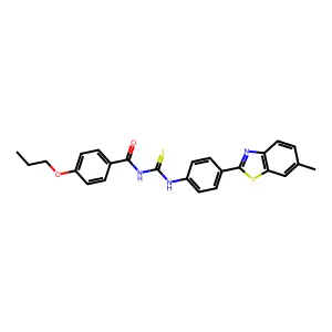 N-[[4-(6-methyl-1,3-benzothiazol-2-yl)phenyl]carbamothioyl]-4-propoxybenzamide structure