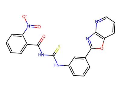 2-nitro-N-[[3-([1,3]oxazolo[4,5-b]pyridin-2-yl)phenyl]carbamothioyl]benzamide structure