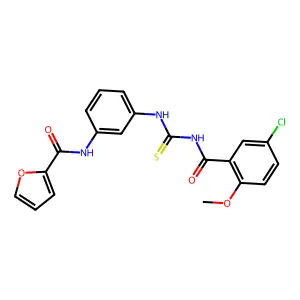 N-[3-[(5-chloro-2-methoxybenzoyl)carbamothioylamino]phenyl]furan-2-carboxamide structure