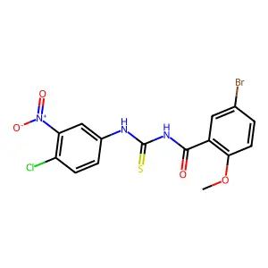 5-bromo-N-[(4-chloro-3-nitrophenyl)carbamothioyl]-2-methoxybenzamide structure