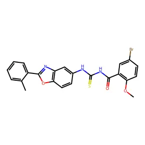 5-bromo-2-methoxy-N-[[2-(2-methylphenyl)-1,3-benzoxazol-5-yl]carbamothioyl]benzamide structure