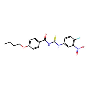 4-butoxy-N-[(4-fluoro-3-nitrophenyl)carbamothioyl]benzamide structure