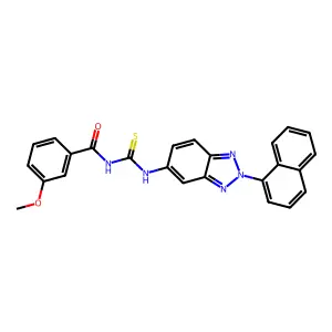 3-methoxy-N-[(2-naphthalen-1-ylbenzotriazol-5-yl)carbamothioyl]benzamide structure