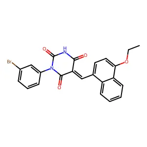 (5E)-1-(3-bromophenyl)-5-[(4-ethoxynaphthalen-1-yl)methylidene]-1,3-diazinane-2,4,6-trione structure