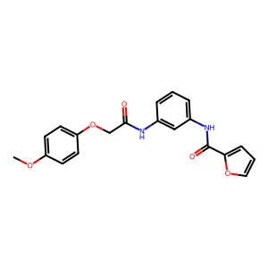 N-[3-[[2-(4-methoxyphenoxy)acetyl]amino]phenyl]furan-2-carboxamide structure