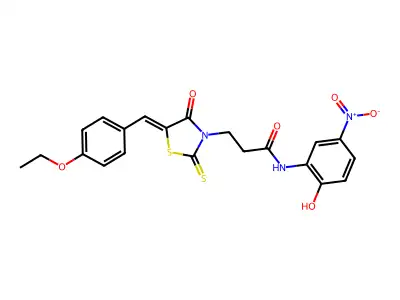 3-[(5Z)-5-[(4-ethoxyphenyl)methylidene]-4-oxo-2-sulfanylidene-1,3-thiazolidin-3-yl]-N-(2-hydroxy-5-nitrophenyl)propanamide structure