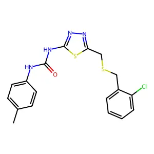 1-(5-{[(2-chlorobenzyl)sulfanyl]methyl}-1,3,4-thiadiazol-2-yl)-3-(4-methylphenyl)urea structure