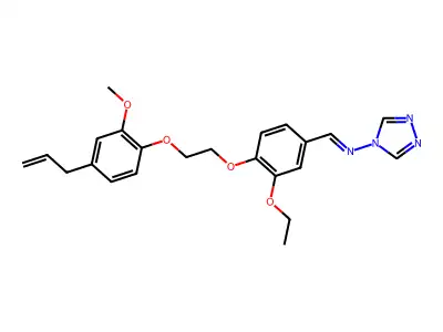 N-[(E)-(3-ethoxy-4-{2-[2-methoxy-4-(prop-2-en-1-yl)phenoxy]ethoxy}phenyl)methylidene]-4H-1,2,4-triazol-4-amine structure