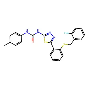 1-(5-{2-[(2-fluorobenzyl)sulfanyl]phenyl}-1,3,4-thiadiazol-2-yl)-3-(4-methylphenyl)urea structure