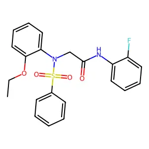 2-[N-(benzenesulfonyl)-2-ethoxyanilino]-N-(2-fluorophenyl)acetamide structure