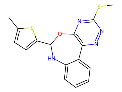 3-methylsulfanyl-6-(5-methylthiophen-2-yl)-6,7-dihydro-[1,2,4]triazino[5,6-d][3,1]benzoxazepine structure
