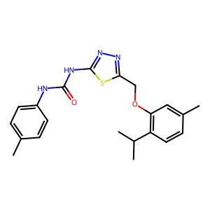 1-(4-methylphenyl)-3-(5-{[5-methyl-2-(propan-2-yl)phenoxy]methyl}-1,3,4-thiadiazol-2-yl)urea structure