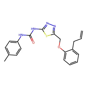 1-(4-methylphenyl)-3-(5-{[2-(prop-2-en-1-yl)phenoxy]methyl}-1,3,4-thiadiazol-2-yl)urea structure