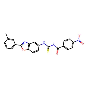N-[[2-(3-methylphenyl)-1,3-benzoxazol-5-yl]carbamothioyl]-4-nitrobenzamide structure