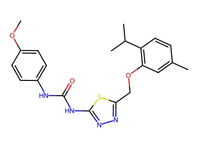 1-(5-((2-isopropyl-5-methylphenoxy)methyl)-1,3,4-thiadiazol-2-yl)-3-(4-methoxyphenyl)urea structure