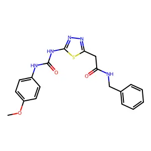 N-benzyl-2-[5-[(4-methoxyphenyl)carbamoylamino]-1,3,4-thiadiazol-2-yl]acetamide structure