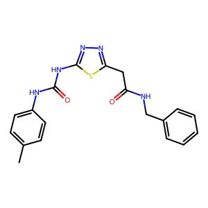 N-benzyl-2-[5-[(4-methylphenyl)carbamoylamino]-1,3,4-thiadiazol-2-yl]acetamide structure