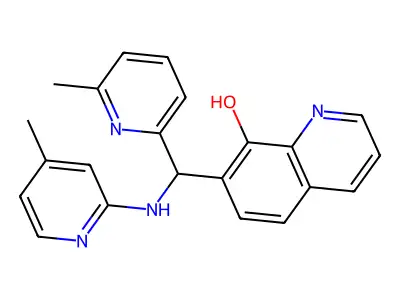 7-[(6-Methylpyridin-2-yl)-[(4-methylpyridin-2-yl)amino]methyl]quinolin-8-ol structure