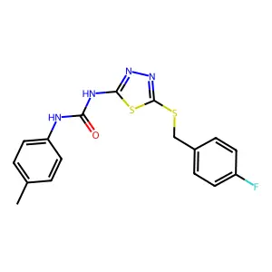 1-{5-[(4-Fluorobenzyl)sulfanyl]-1,3,4-thiadiazol-2-yl}-3-(4-methylphenyl)urea structure