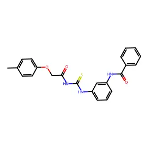 N-[3-[[2-(4-methylphenoxy)acetyl]carbamothioylamino]phenyl]benzamide structure