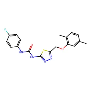 1-[5-[(2,5-Dimethylphenoxy)methyl]-1,3,4-thiadiazol-2-yl]-3-(4-fluorophenyl)urea structure