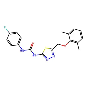 1-[5-[(2,6-Dimethylphenoxy)methyl]-1,3,4-thiadiazol-2-yl]-3-(4-fluorophenyl)urea structure
