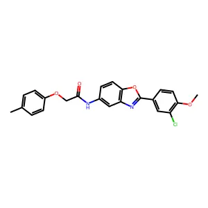 N-[2-(3-chloro-4-methoxyphenyl)-1,3-benzoxazol-5-yl]-2-(4-methylphenoxy)acetamide structure