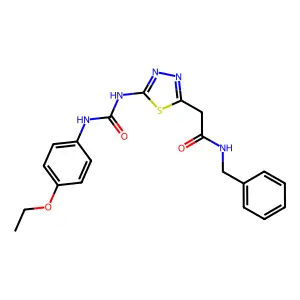 N-benzyl-2-[5-[(4-ethoxyphenyl)carbamoylamino]-1,3,4-thiadiazol-2-yl]acetamide structure