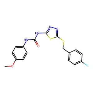 1-{5-[(4-Fluorobenzyl)sulfanyl]-1,3,4-thiadiazol-2-yl}-3-(4-methoxyphenyl)urea structure