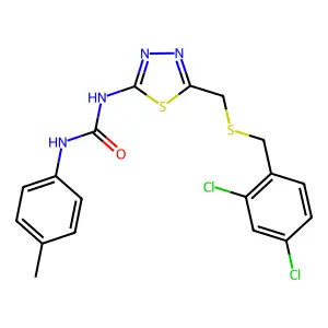 1-[5-[(2,4-dichlorophenyl)methylsulfanylmethyl]-1,3,4-thiadiazol-2-yl]-3-(4-methylphenyl)urea structure