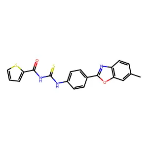 N-[[4-(6-methyl-1,3-benzoxazol-2-yl)phenyl]carbamothioyl]thiophene-2-carboxamide structure
