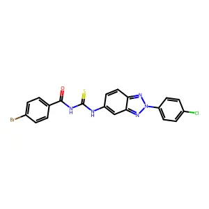 4-bromo-N-[[2-(4-chlorophenyl)benzotriazol-5-yl]carbamothioyl]benzamide structure