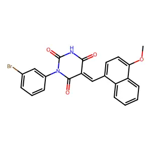 (5E)-1-(3-bromophenyl)-5-[(4-methoxynaphthalen-1-yl)methylidene]-1,3-diazinane-2,4,6-trione structure