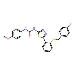 1-(5-(2-((4-chlorobenzyl)thio)phenyl)-1,3,4-thiadiazol-2-yl)-3-(4-methoxyphenyl)urea structure