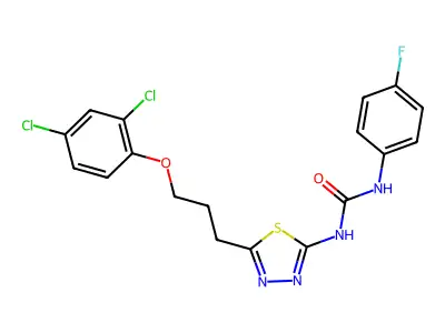 1-[5-[3-(2,4-dichlorophenoxy)propyl]-1,3,4-thiadiazol-2-yl]-3-(4-fluorophenyl)urea structure