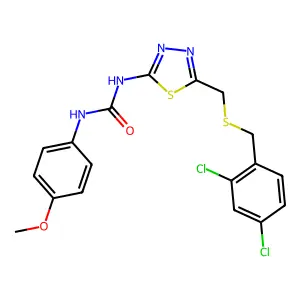 1-(5-(((2,4-dichlorobenzyl)thio)methyl)-1,3,4-thiadiazol-2-yl)-3-(4-methoxyphenyl)urea structure
