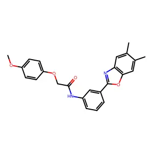 N-[3-(5,6-dimethyl-1,3-benzoxazol-2-yl)phenyl]-2-(4-methoxyphenoxy)acetamide structure