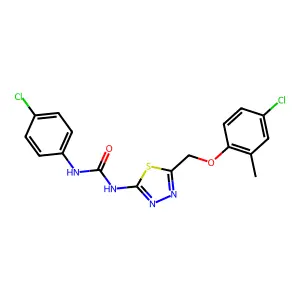 1-{5-[(4-chloro-2-methylphenoxy)methyl]-1,3,4-thiadiazol-2-yl}-3-(4-chlorophenyl)urea structure