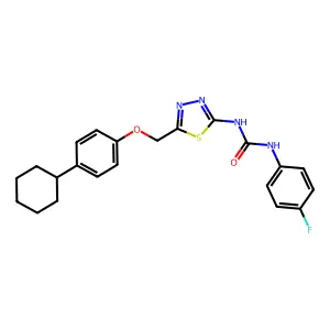 1-[5-[(4-Cyclohexylphenoxy)methyl]-1,3,4-thiadiazol-2-yl]-3-(4-fluorophenyl)urea structure