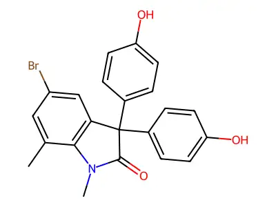 5-Bromo-3,3-bis(4-hydroxyphenyl)-1,7-dimethylindol-2-one structure