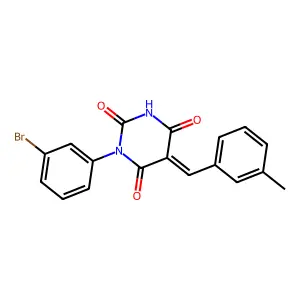 (5E)-1-(3-bromophenyl)-5-(3-methylbenzylidene)pyrimidine-2,4,6(1H,3H,5H)-trione structure