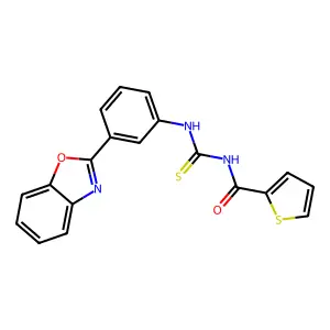 N-[[3-(1,3-benzoxazol-2-yl)phenyl]carbamothioyl]thiophene-2-carboxamide structure